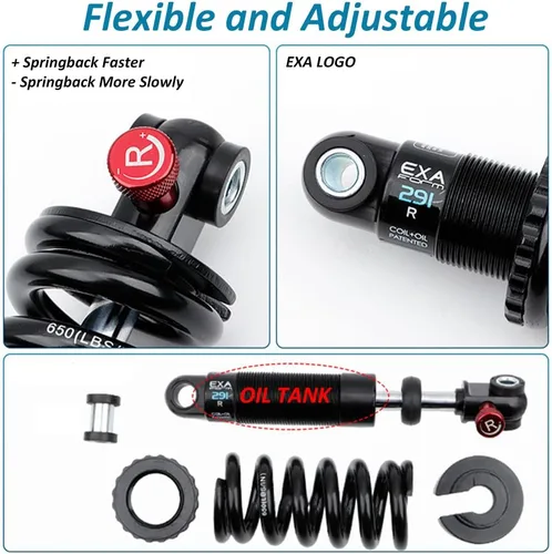 Vista 4 de JFOYH Amortiguador de Bobina+Aceite Hidráulico con Amortiguación Ajustable para MTB/Bici E/Scooters, 125MM/150MM/165MM/190MM 250KG/453KG/680KG