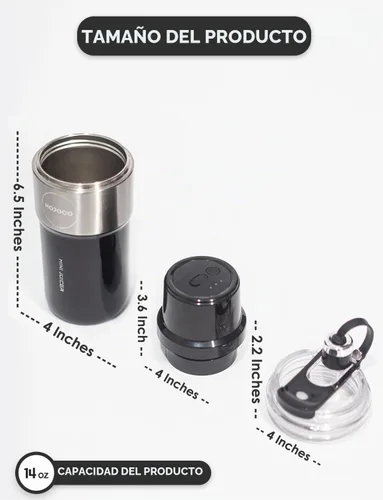 Vista 8 de MOJOCO Licuadora personal para batidos – Licuadora aislada al vacío para frutas y verduras – Licuadoras portátiles recargables con hoja de acero