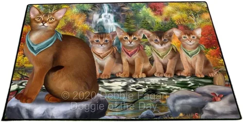 Vista 13 de Doggie of the Day Abyssinian Cats Floor Mat - Happy Fall Y'all Pumpkin - Best Dog Doormat - Protector Decor - Unique Portrait Art - Premium Quality