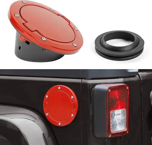Vista 9 de JeCar Tapa de Combustible de Aluminio Cubierta de Puerta de Llenado para Jeep Wrangler 2007-2018 JK y Unlimited Accesorios (Negro)