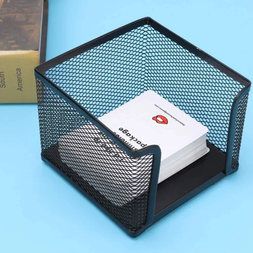 Vista 9 de ZJchao Caja para tarjetas de notas, caja de notas adhesivas, de malla metálica, organizador de escritorio, clasificador, caja de notas, estante