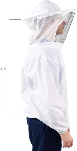 Vista 2 de VIVO - Traje profesional de apicultura blanco mediano. Chaqueta, bata con velo BEE-V105M