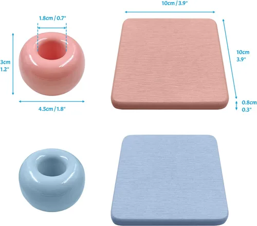Vista 5 de SNAIL GARDEN Mini soportes de cerámica para cepillos de dientes con bandeja, 2 soportes pequeños para cepillos de dientes con 2 bandejas