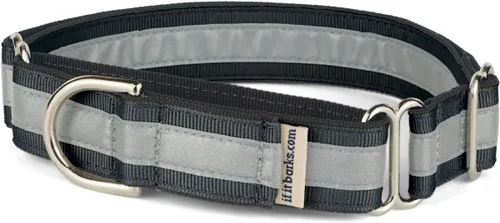 Vista 4 de If It Barks Collar Martingala reflectante de 1" para perros, ajustable, fabricado en Estados Unidos, pequeño, oro amarillo Amarillo Oro