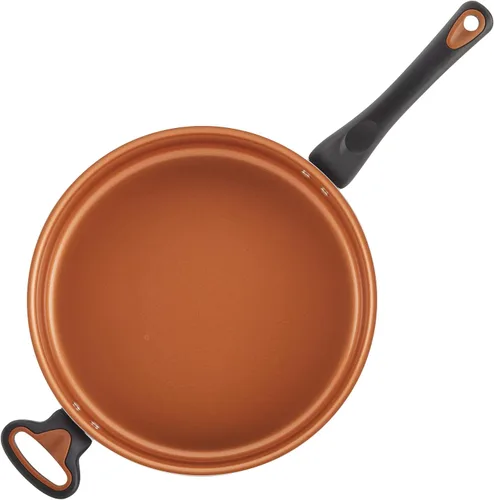 Vista 6 de Farberware Glide Ceramic Sartén Antiadherente / Sartén para Saltear / Sartén para Freír con Tapa y Mango Auxiliar - 4 Cuartos, Negro