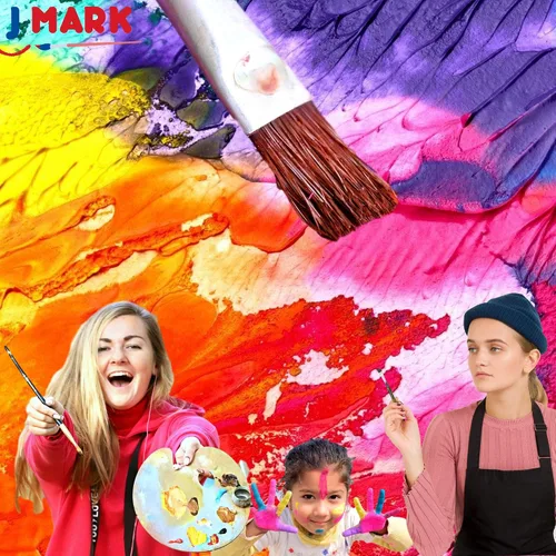 Vista 8 de J MARK Juego de pintura y lienzo: kit de pintura acrílica con caballete de madera, lienzo, pintura acrílica, pinceles y paleta, juego de pintura