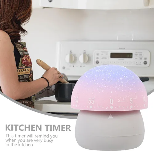 Vista 5 de Mechanical Kitchen Timer Mushroom Shape Gray Cute Cooking Countdown Timer for Food Preparation and Baking Management in Home Kitchen