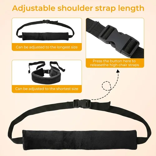 Vista 2 de Correas para silla alta twoworld,Correa de seguridad universal para bebés,Arnés para silla alta Correas de silla para niños pequeños, bebés, Negro