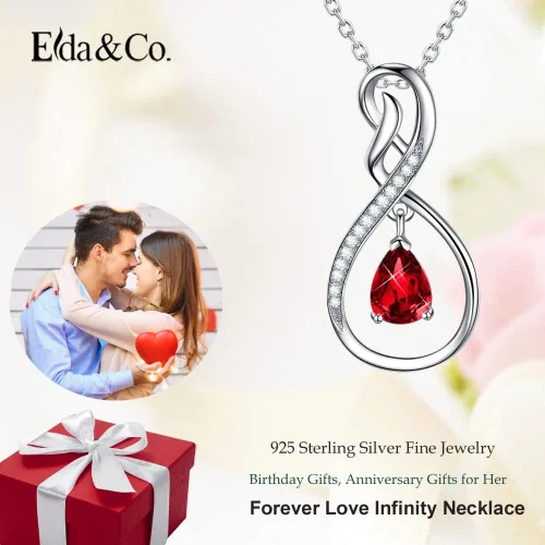 Vista 2 de ELDA & CO. Regalos de cumpleaños, collar infinito de plata de ley 925 con piedras natales de octubre y noviembre, turmalina rosa, citrino, regalos