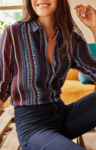 Vista 2 de Blusas para mujer, camisas casuales de manga larga con botones, XS-3XL