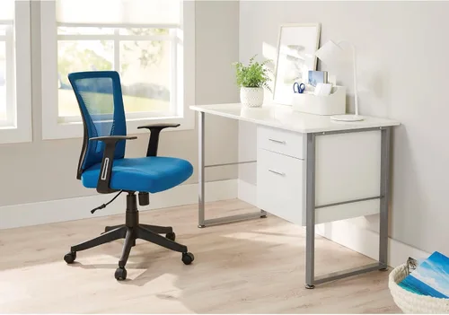 Vista 8 de Realspace® Radley Silla de trabajo de malla y tela con respaldo medio, color azul intenso