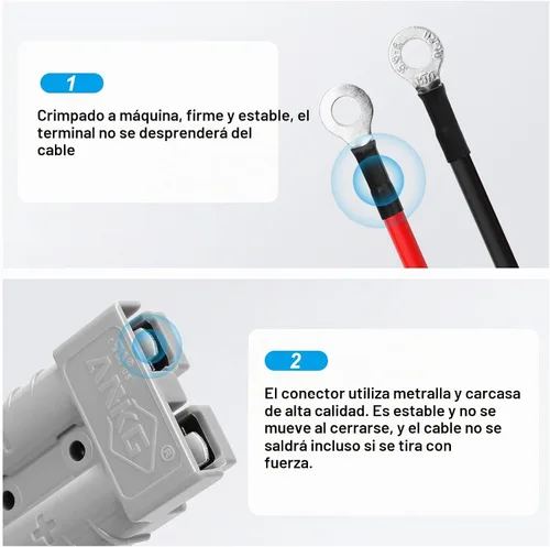 Vista 3 de 2 piezas 50Amp 10 Awg batería conexión rápida con terminal de junta Gris-10Awg
