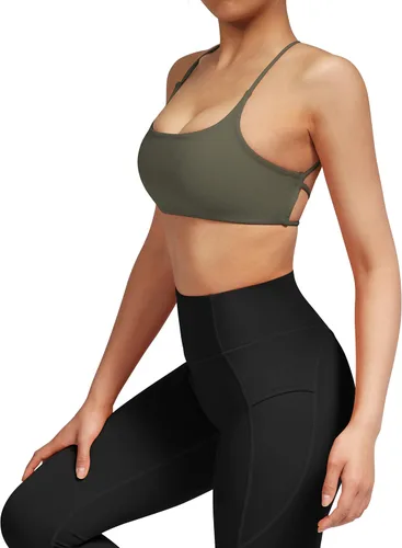 Vista 6 de DOULAFASS Sujetadores deportivos para mujer, con tirantes, sexy, lindo, espalda cruzada, soporte ligero, para entrenamiento, yoga, con copas