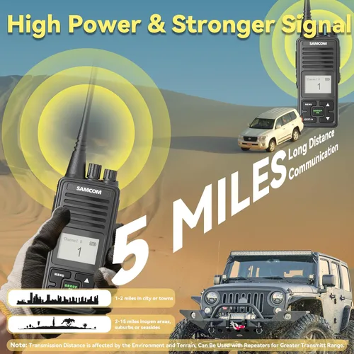 Vista 8 de SAMCOM FPCN10A Radio bidireccional con micrófono de altavoz impermeable (paquete de 2) Heavy Duty Long Range Walkie Talkies,20 Channels UHF