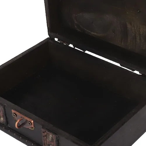 Vista 9 de Cofre de madera con cerradura Pequeña caja de almacenamiento decorativa de la vendimia