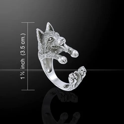 Vista 3 de Anillo de plata de ley para perro pastor alemán de Peter Stone Jewelry