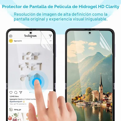 Vista 3 de Paquete de 2 protectores de pantalla para Galaxy Z Flip 4, protector de pantalla de película de hidrogel para Samsung Galaxy Z Flip 4, protector