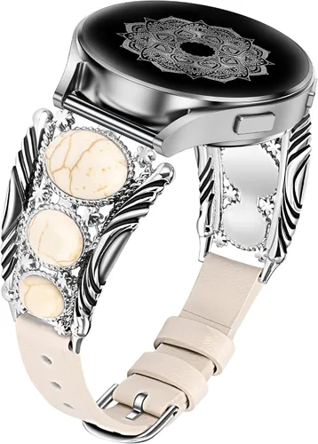 Vista 8 de Correa de cuero Minyee compatible con Samsung Galaxy Watch 7/6/5/4/FE/Active 2 de 40mm 44mm/Watch 6 Classic de 43mm 47mm/Watch 5 Pro de 45mm
