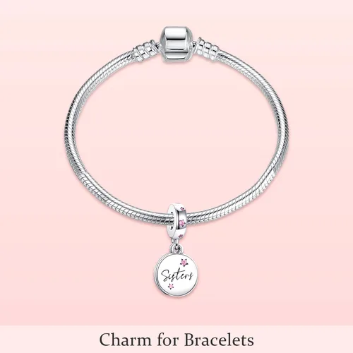 Vista 4 de EZ Tuxedo Forever Sister - Dijes colgantes de plata de ley 925 para pulseras, Metal, circonita