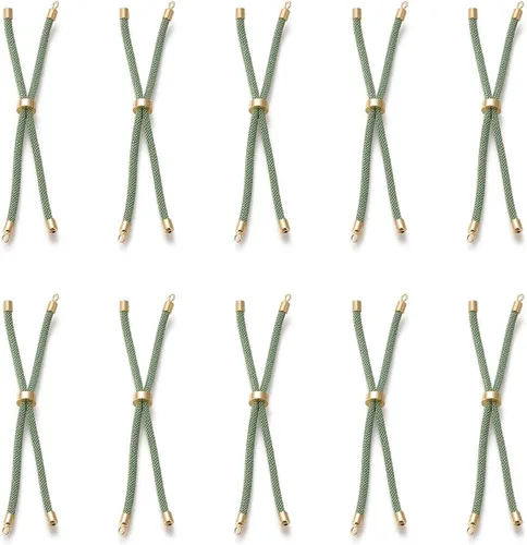 Vista 38 de 10 piezas de pulseras de cordón trenzado de nylon para hacer pulseras deslizantes ajustables con accesorios de latón dorado para accesorios de Negro