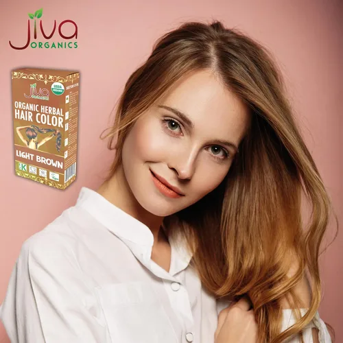 Vista 6 de Jiva - Tinte orgánico para el cabello castaño claro, 100 % herbario con canela y henna, colorante natural orgánico certificado para el cabello, 100