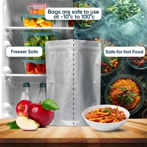 Vista 6 de 50 bolsas de Mylar para almacenamiento de alimentos, bolsas de Mylar de 0.5 y 1 galón con absorbentes de oxígeno de 400 cc - 9.4 mil extra gruesas