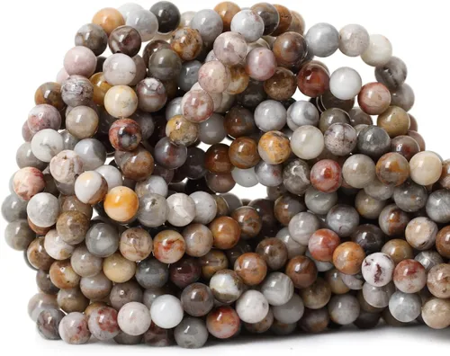 Vista 11 de Cuentas redondas sueltas de ágata estilo antiguo vena de dragón de 6mm, cuentas para diseño de joyas, 60 cuentas Ágata de vena de dragón