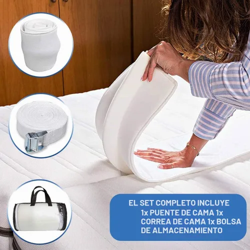 Vista 4 de HITOMEN Puente de cama, kit de convertidor de cama individual a King, relleno de huecos de cama con correa, conector de colchón