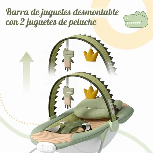 Vista 5 de Bouncer portátil para bebés con movimiento y música para bebés Verde