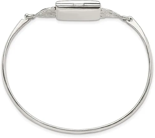 Vista 2 de Pulsera rectangular de plata de ley 925 de 0.787in con medallón de plata de ley 925 con cierre de gancho de identificación apilable para mujer