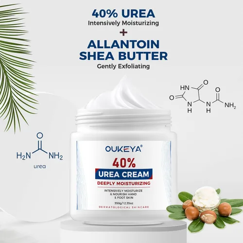 Vista 5 de OUKEYA Crema de Urea 40 Por Ciento, Crema para Manos y Pies para Sequedad y Grietas, Loción de Urea para Pies de Fuerza Máxima (350g)