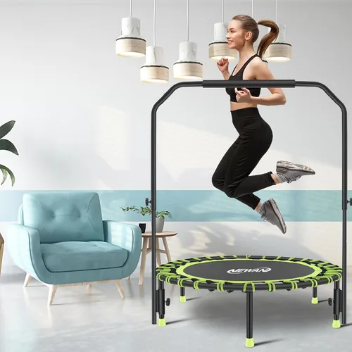 Vista 7 de Newan Mini trampolín silencioso de 40" con barra de mango ajustable, trampolín de fitness, reboteador bungee, entrenador de salto cardiovascular
