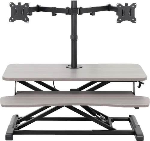 Vista 7 de VIVO Convertidor de escritorio de pie de 32 pulgadas de altura ajustable con soporte de monitor doble de 13 a 30 pulgadas, soporte para monitor