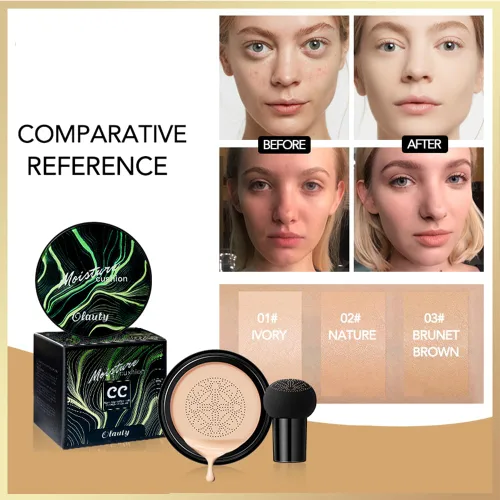 Vista 3 de Base de cojín de aire de cabeza de hongos, crema BB hidratante nude corrector mate de larga duración, Air Heads CC Cream maquillaje facial (natural)
