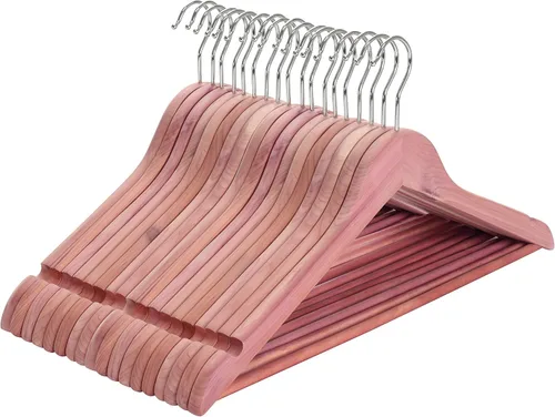 Vista 8 de TOPIA HANGER Perchas de madera de cedro rojo americano, perchas para ropa para armario, perchero de madera con muescas de corte suave, gancho