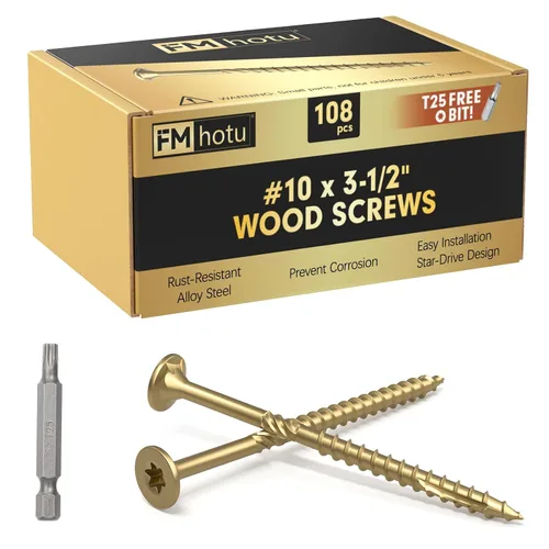 Vista 28 de #10 x 2-1/2" Tornillos para Terraza, 108 Piezas Tornillos para Madera con Cabeza Estrella, Tornillos para Madera Resistentes al Óxido para Negro