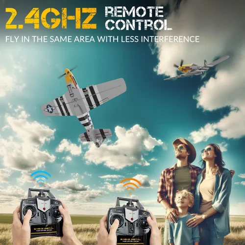 Vista 2 de Avión RC P51 Mustang sin escobillas de 4 canales - VOLANTEXR 19.685 in RC Aviones con estabilizador XPilot y acrobático 3D, aviones RC para adultos