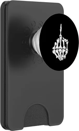 Vista 6 de PopSockets MagSafe PopGrip para iPhone con calavera de dedo medio ofensivo para motociclista