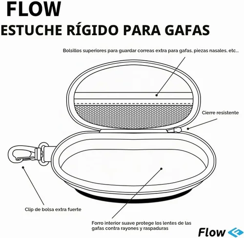 Vista 3 de Flow - Funda protectora para gafas de natación con clip para mochila Azul