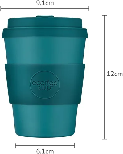 Vista 8 de Ecoffee Cup Taza de café reutilizable de 12 onzas (11.8 fl oz) – Taza de viaje a base de plantas PLA con tapa de silicona, sin melamina y apta