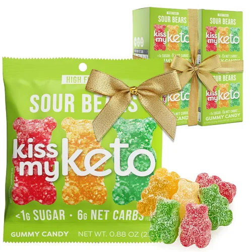 Vista 9 de Kiss My Keto Gomitas sin azúcar, mordeduras de bayas, paquete de 8 – Satisface los antojos mientras te mantienes en cetosis – Alto en fibra, 0.17 oz