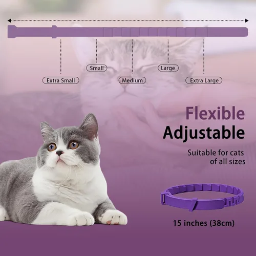 Vista 7 de Calming Collar for Cats, Pheromone Cat Calming Collar for Anxiety Relief & Stress, Adjustable Water Resistant Breakaway Calming Collars, Natural