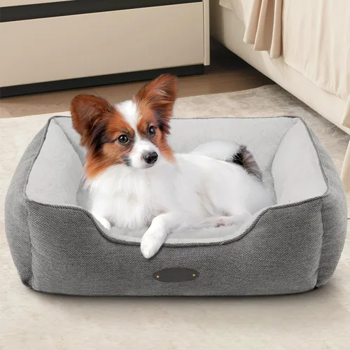 Vista 11 de Cama extra pequeña para perros y gatos, felpa de lujo, cómoda y duradera, lavable, rectangular, parte inferior antideslizante, tamaño 19 x 16 Gris