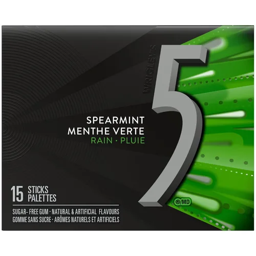 Vista 2 de Wrigley 5 Rain-Tingling Spearmint, 10 unidades / 150 palos en total