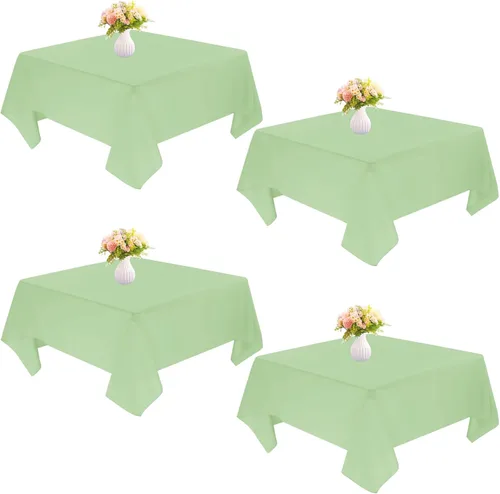 Vista 8 de Paquete de 4 manteles cuadrados de mesa de 52 x 52 pulgadas, mantel negro lavable a máquina, tela de poliéster, cubierta de mesa para comedor