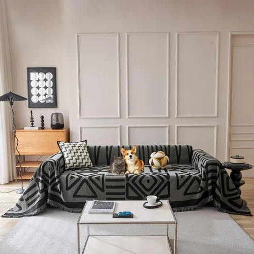 Vista 50 de VClife Funda para silla con acento azteca bohemio de 59 x 71 pulgadas, funda reversible y lavable de felpilla para sillón, color marrón castaño