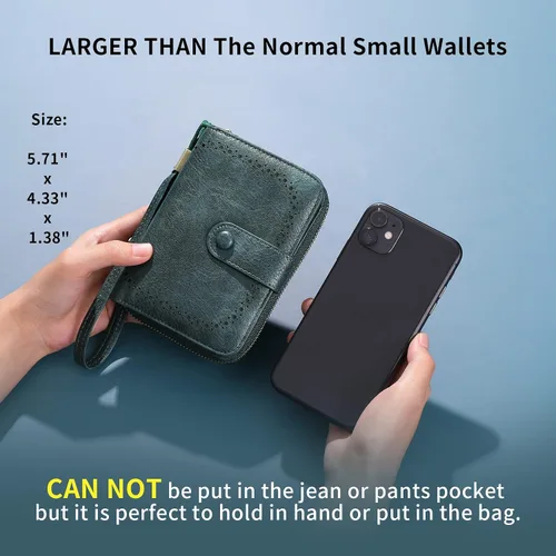 Vista 6 de GAEKEAO Leather Credit Card Holder Wallet for Women RFID Blocking Large Capacity Bifold Zipper Card Case Organizer with Wristlet 32 Slots