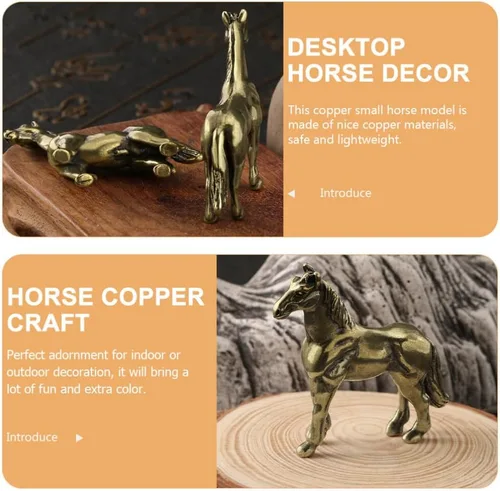 Vista 7 de Estatua china de Feng Shui de latón para decoración de caballos, escultura de caballo antigua para escultura de animales, coleccionables, decoración