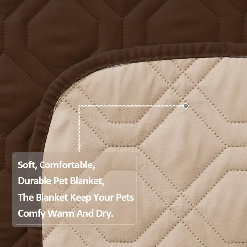 Vista 4 de Fundas impermeables para cama de perro para proteger el sofá, manta protectora de muebles para mascotas (82 x 120 pulgadas, chocolate + beige)