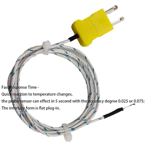 Vista 4 de 4 sondas de termopar tipo K de 1 M, sensor de temperatura de termopar tipo K con mini conector, rango de medición de línea de detección